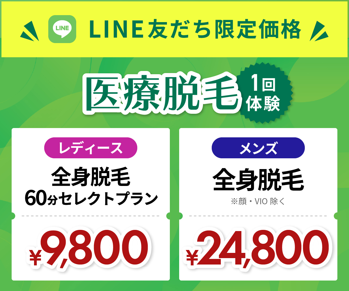 ジュノビューティークリニックのLINE友達限定の医療脱毛全身プラン