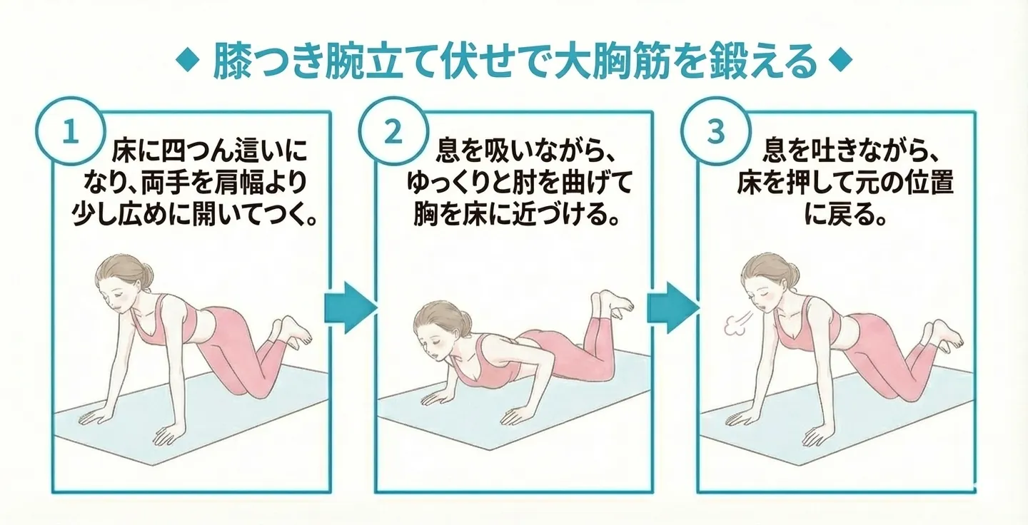 肘つき腕立て伏せで大胸筋を鍛える