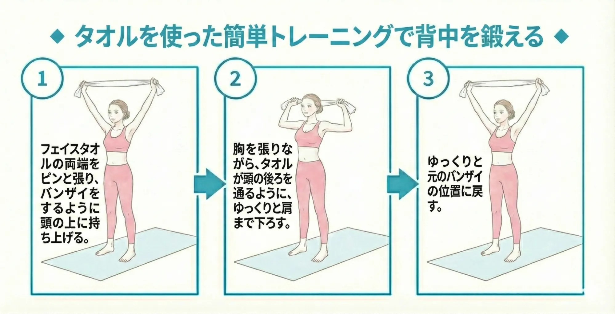 タオルを使った簡単トレーニングで背中を鍛える
