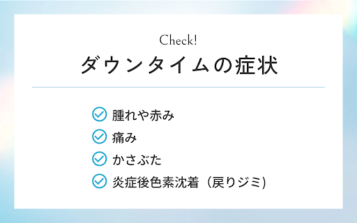 シミ取りレーザー後のダウンタイムの症状について表した図