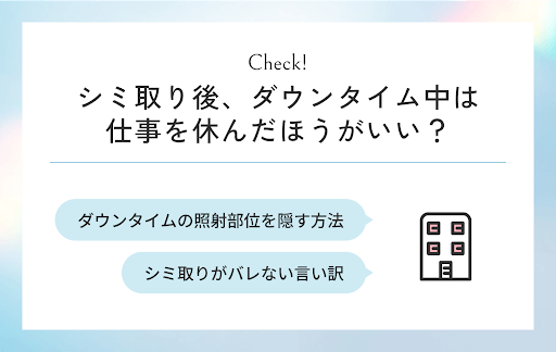 シミ取り後、ダウンタイム中は仕事を休んだほうがいい?について表した図