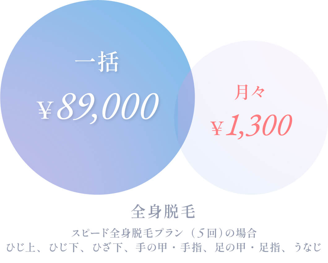 スピード全身脱毛プラン5回コースの料金プランの図