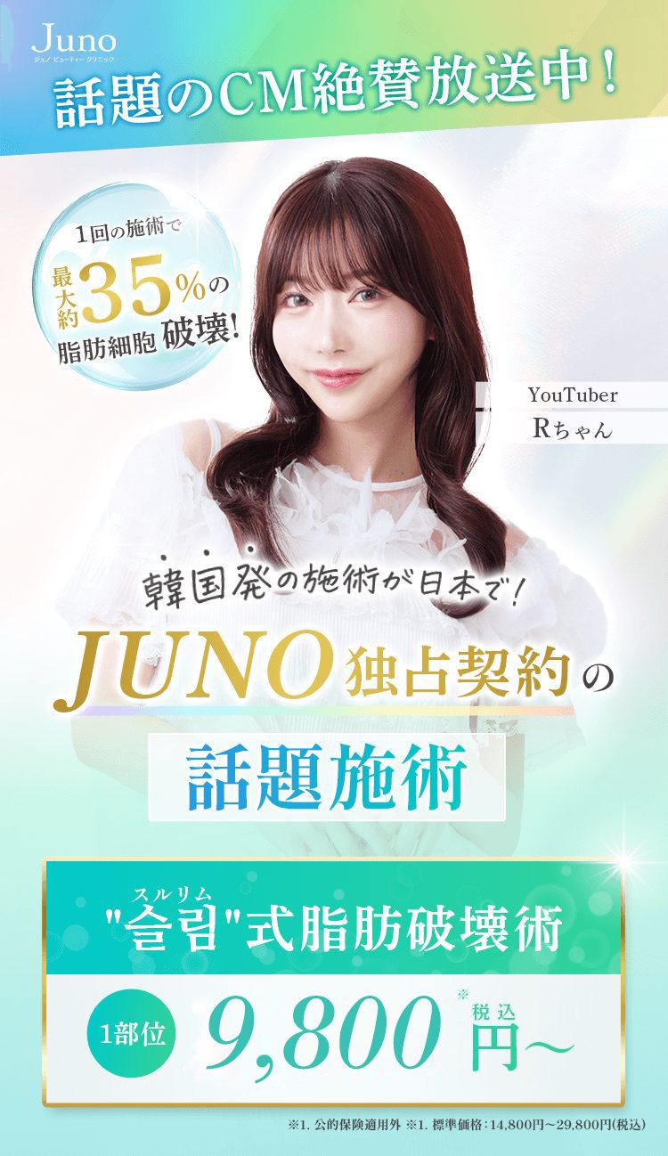 CM放送中！ 슬림(スルリム)式 脂肪破壊術 1部位 14,800円(税込)〜